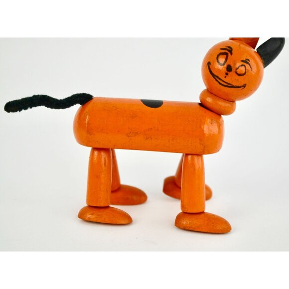 Little Orphan Annie Articulating Orange Wooden Dog Toy Vintage - Picture 4 of 8